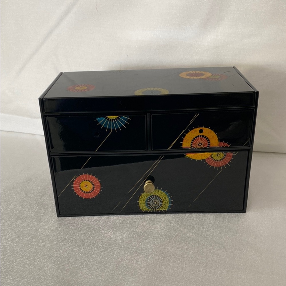 Yamanaka Black Decorative Jewelry Box with Colorful Accents (7.25 x 4.75 x 4.25)